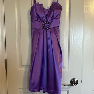 Purple Satin Cocktail Dress